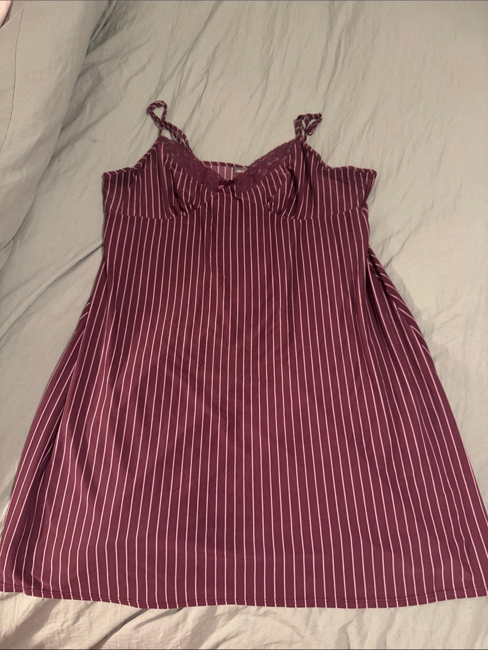 Apt. 9 purple and White Pinstripe Lace-Trim Cami Nightdress